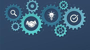 Cogwheels in motion as a symbol of the connection between different stakeholders
