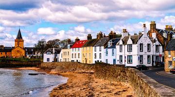 Houses in Scotland along the water.