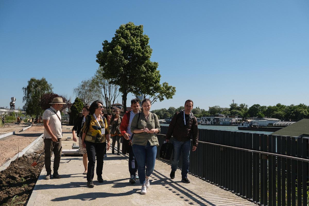 SEE Hub Launch A group walks through Belgrade