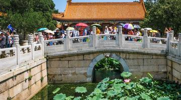 Bridge over pond in China