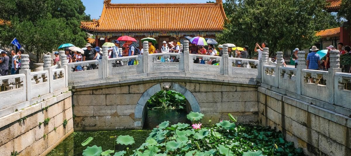 Bridge over pond in China